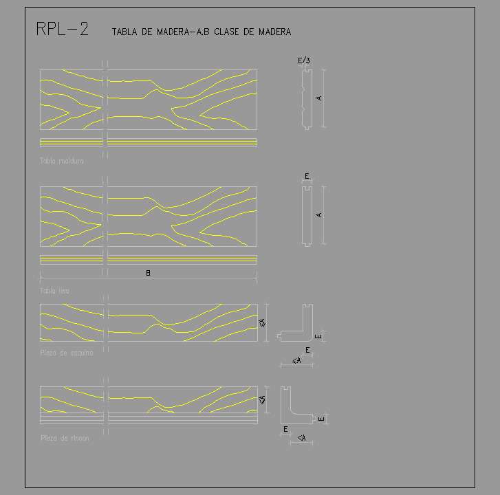 Bloque Autocad Tabla de madera